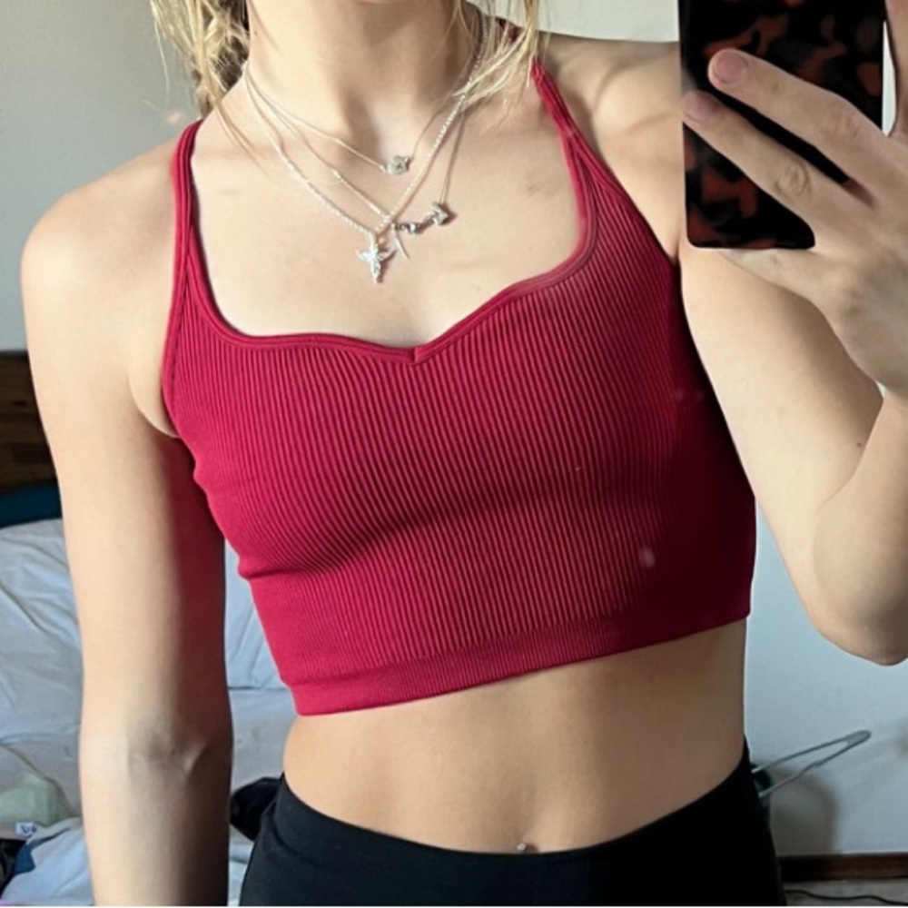 red workout tank top